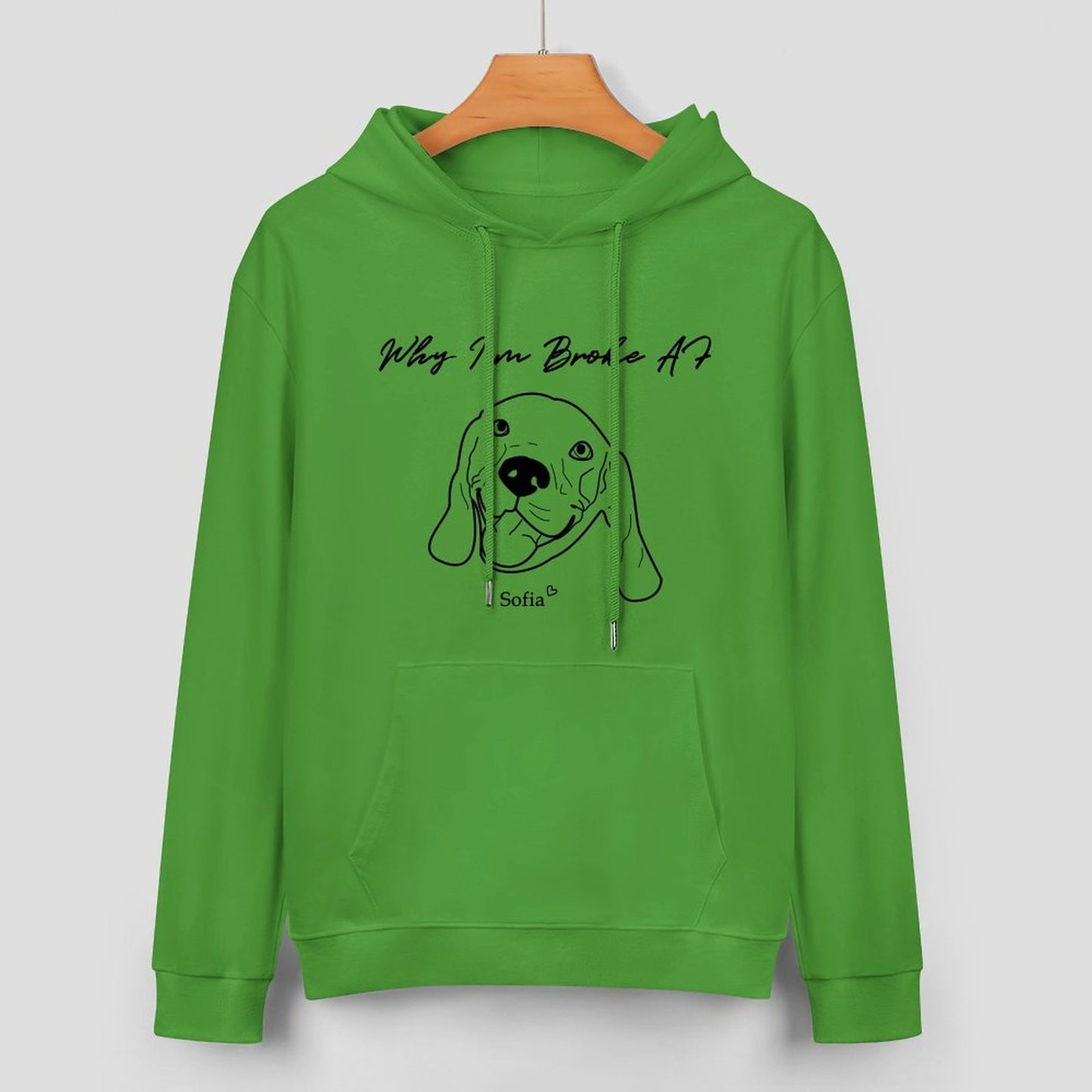 WEPRINTMEHoodieCustom Pet Face and Name Handdraw Unisex Cotton Hoodie
