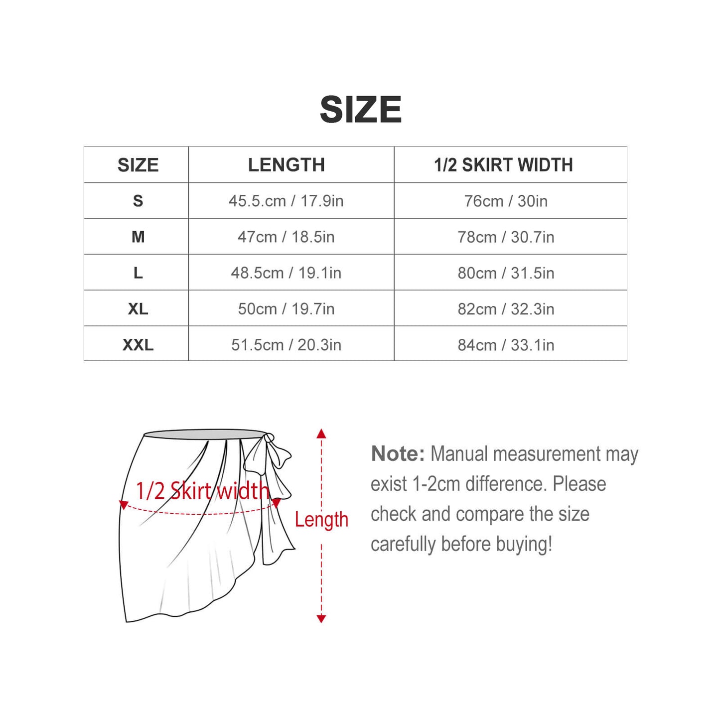 Custom Face Beach Wrap-WEPRINTME-Size Chart