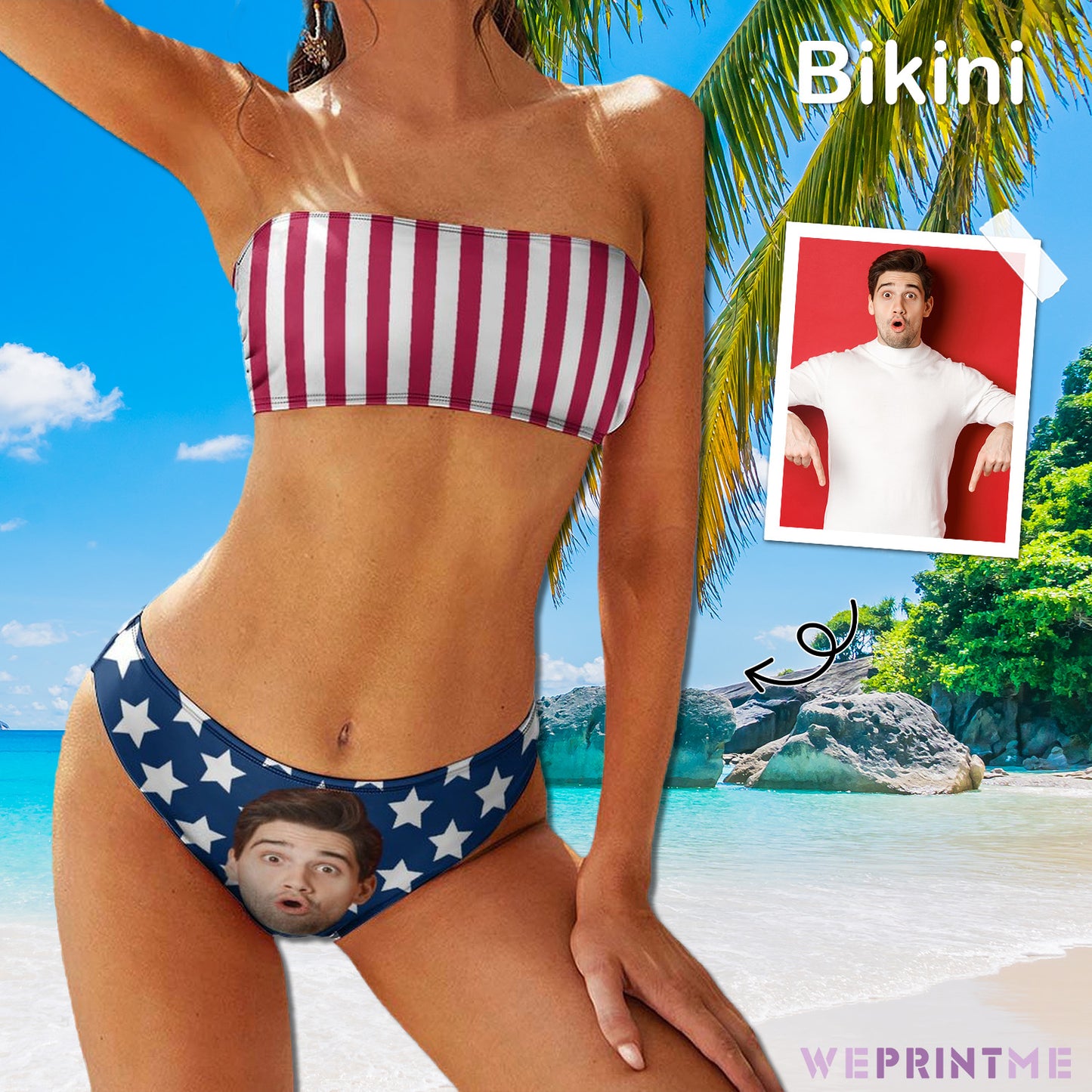 Custom Face Flag Bandeau Bikini-WEPRINTME-11