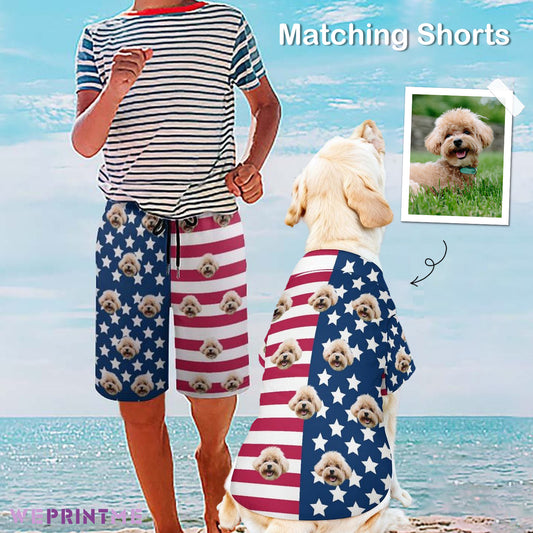 Custom Face Flag Kids Shorts Matching Pet Shirts-WEPRINTME-