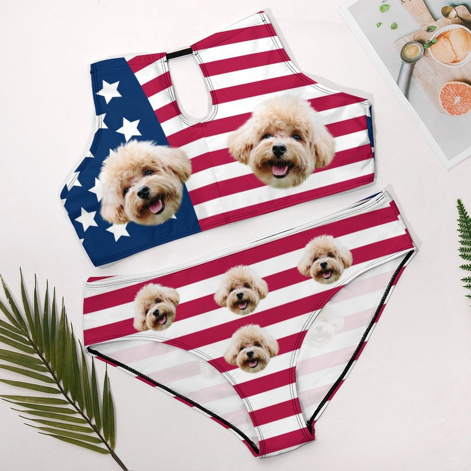 Custom Face Flag Plus Size Halter Tankini-WEPRINTME-11