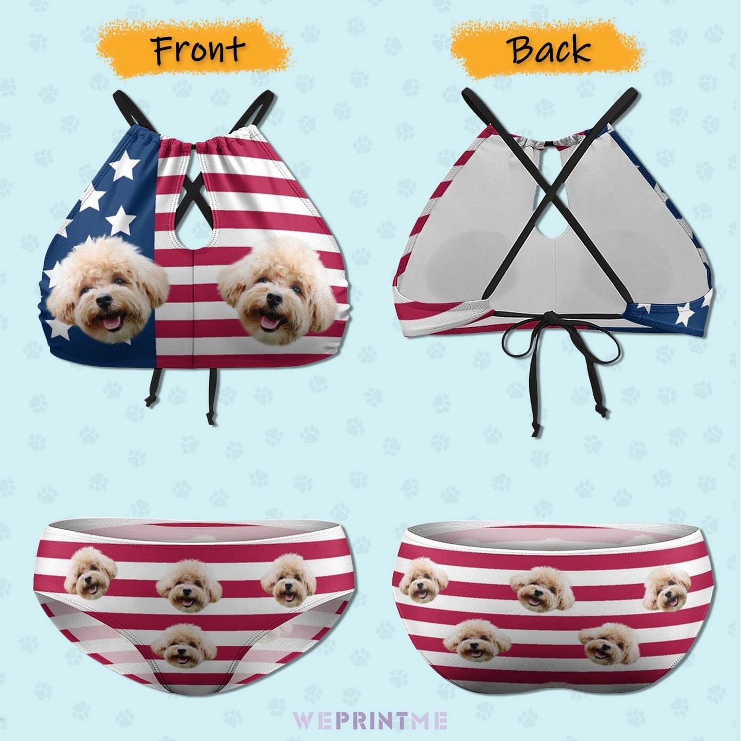 Custom Face Flag Plus Size Halter Tankini-WEPRINTME-12