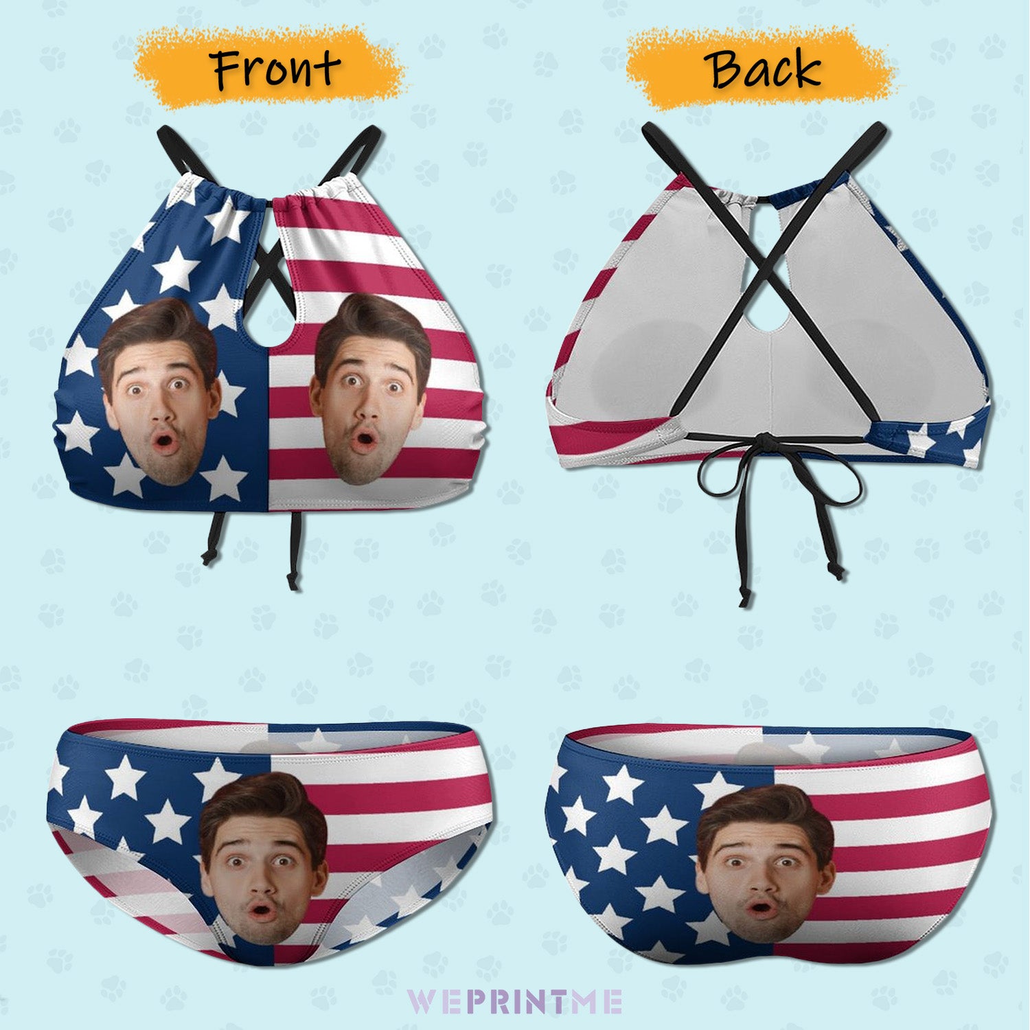 Custom Face Flag Plus Size Halter Tankini-WEPRINTME-5