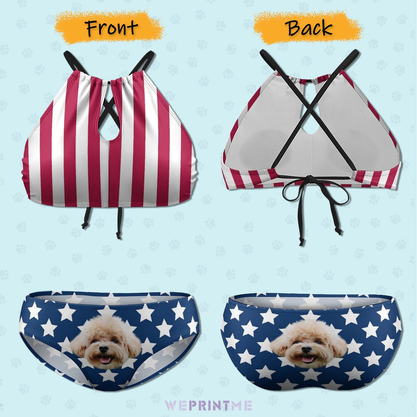 Custom Face Flag Plus Size Halter Tankini-WEPRINTME-8