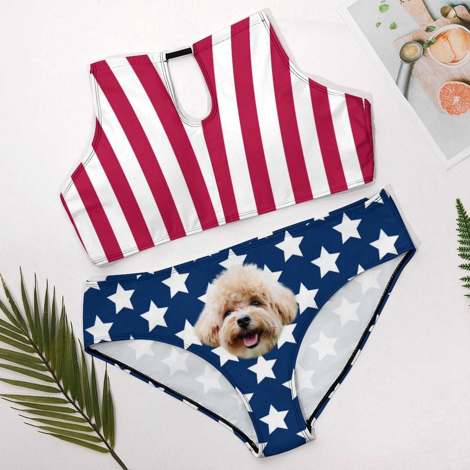 Custom Face Flag Plus Size Halter Tankini-WEPRINTME-9