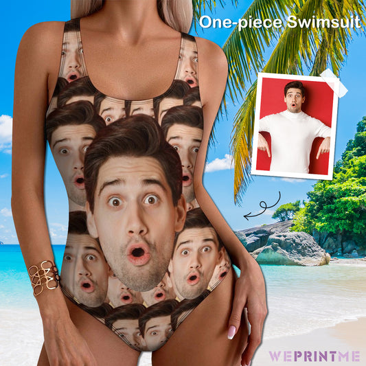 Custom Face Funny Multi Face Women's One-Piece Swimsuit-WEPRINTME-1