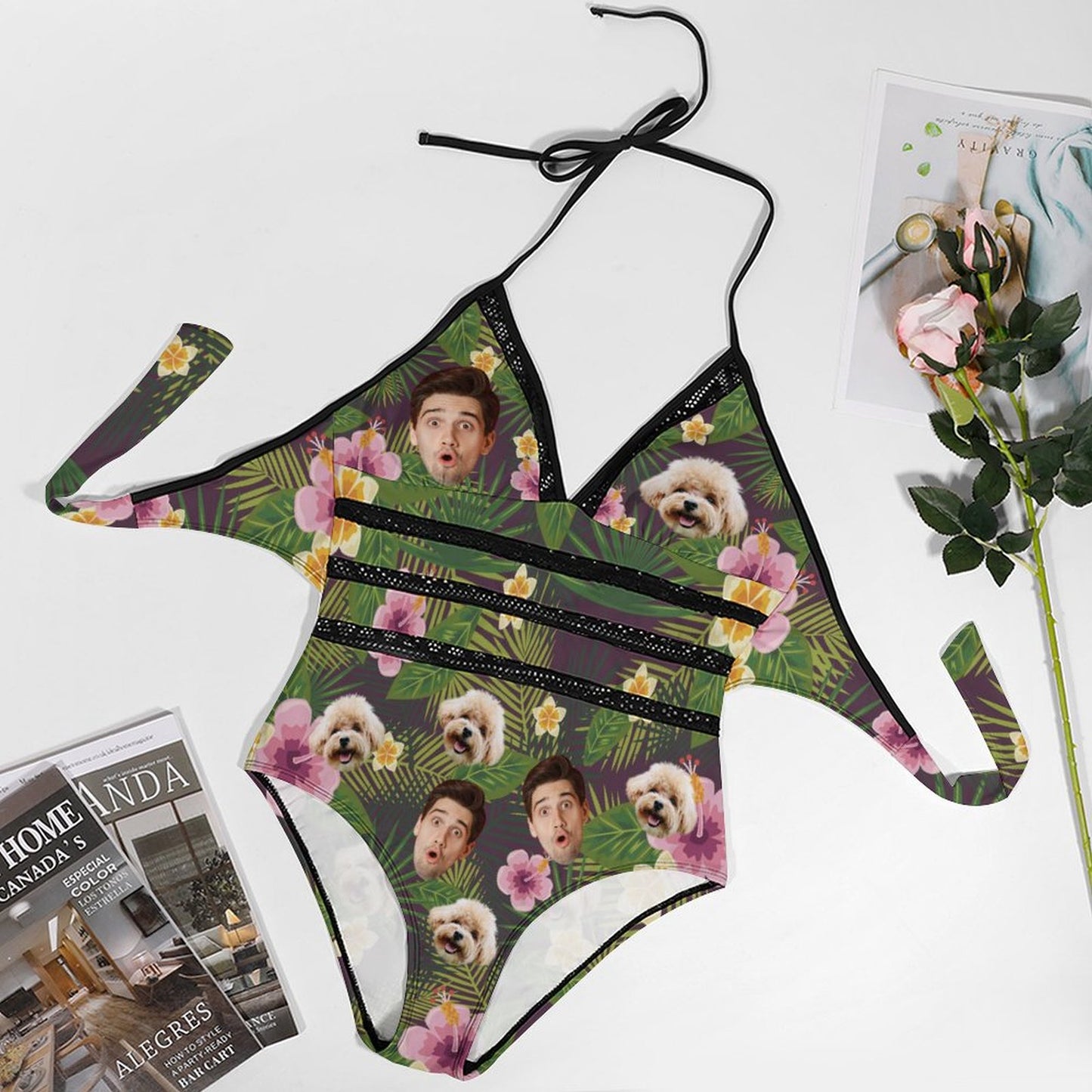 Custom Face Hawaiian Plus Size One-Piece Swimwear-WEPRINTME-3