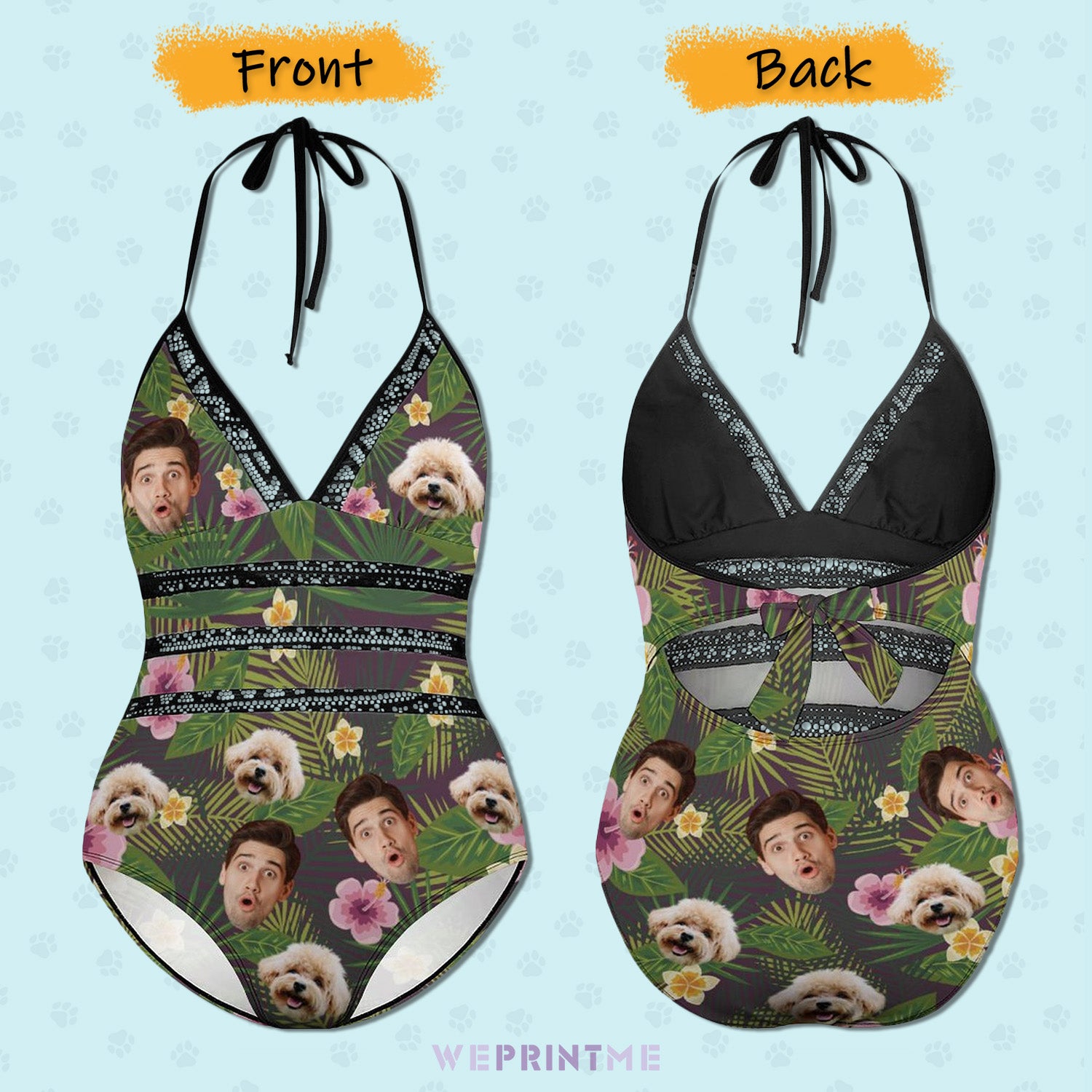 Custom Face Hawaiian Plus Size One-Piece Swimwear-WEPRINTME-4