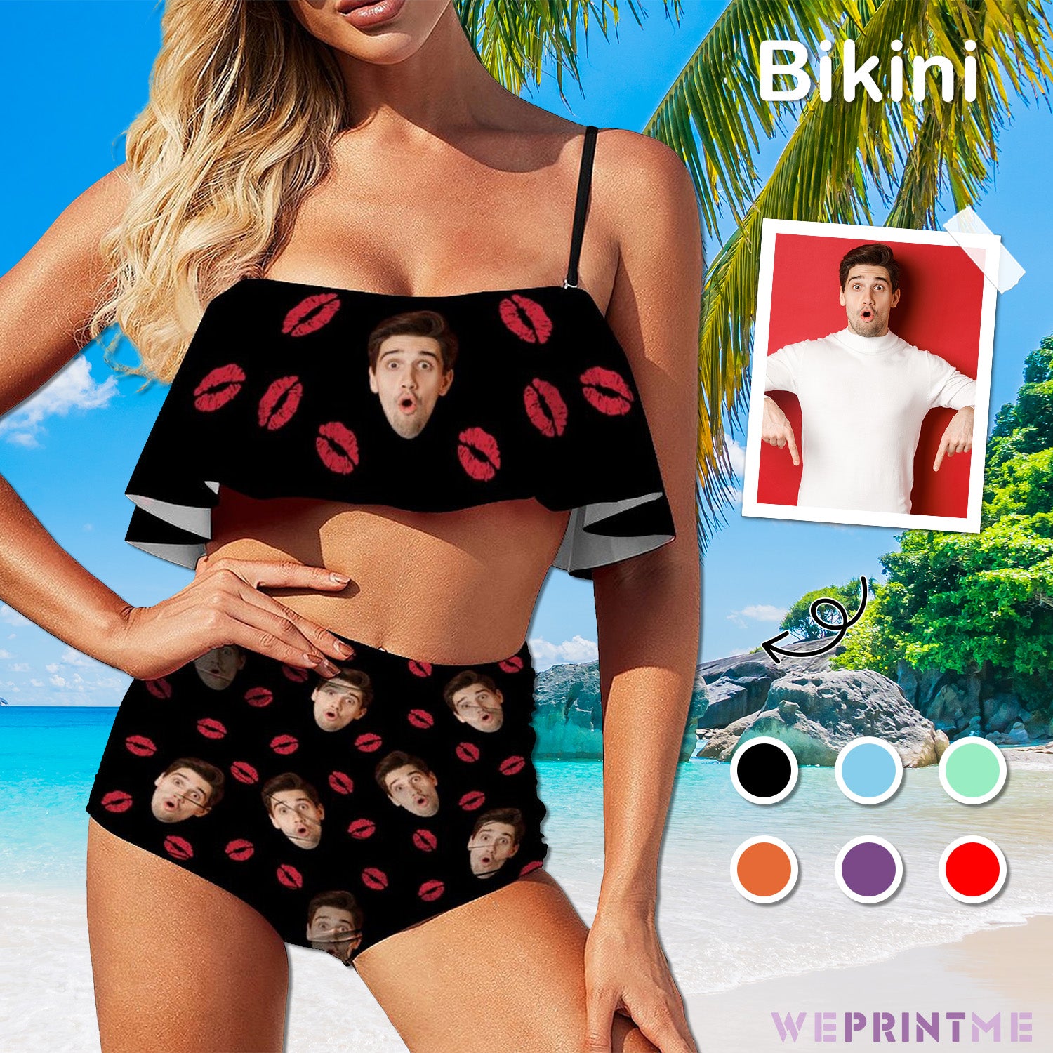 Custom Face Lips Ruffle Bikini-WEPRINTME-1