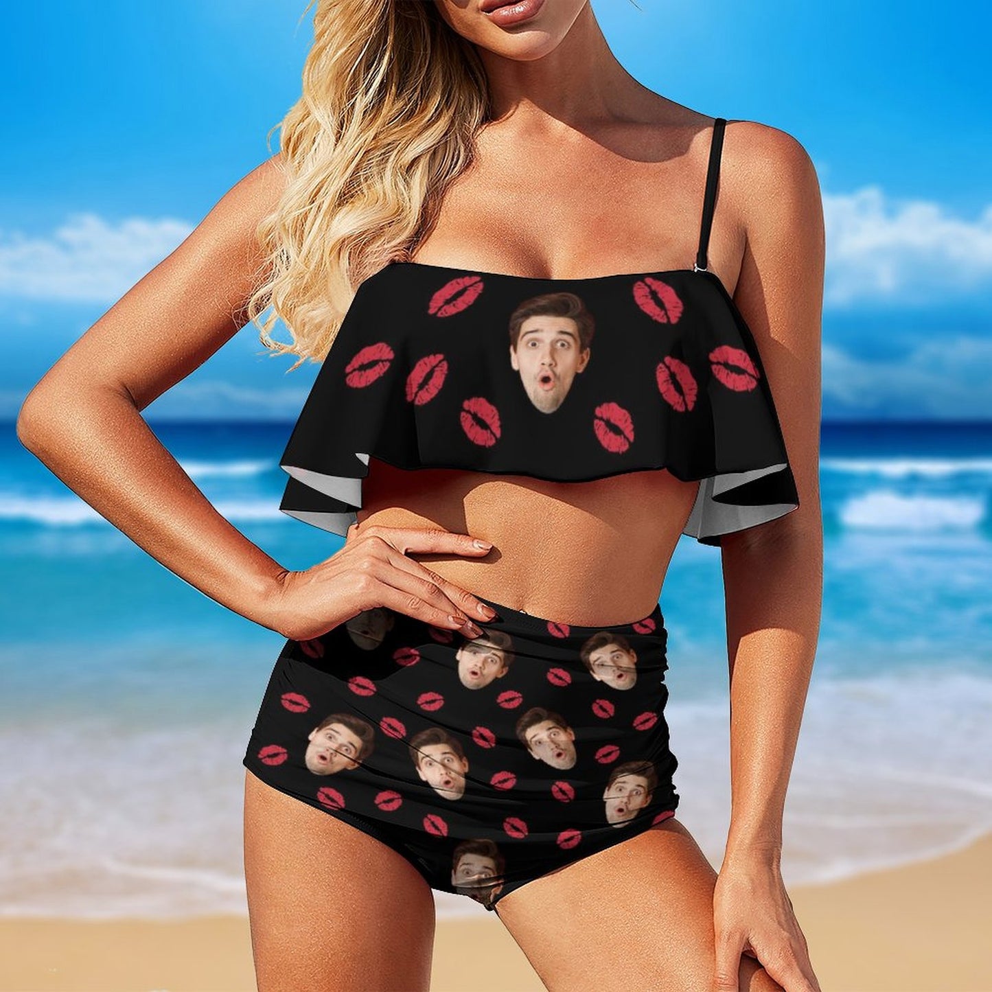 Custom Face Lips Ruffle Bikini-WEPRINTME-5
