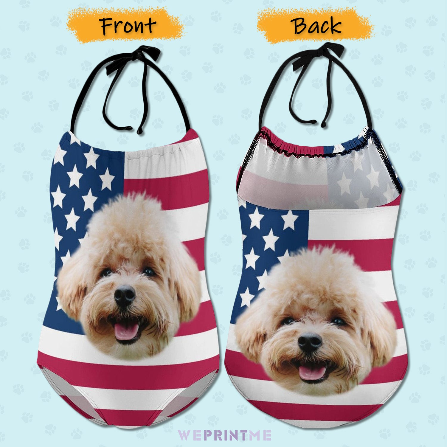 Custom Pet Face Flag Childrens One-Piece Swimsuit-WEPRINTME-2