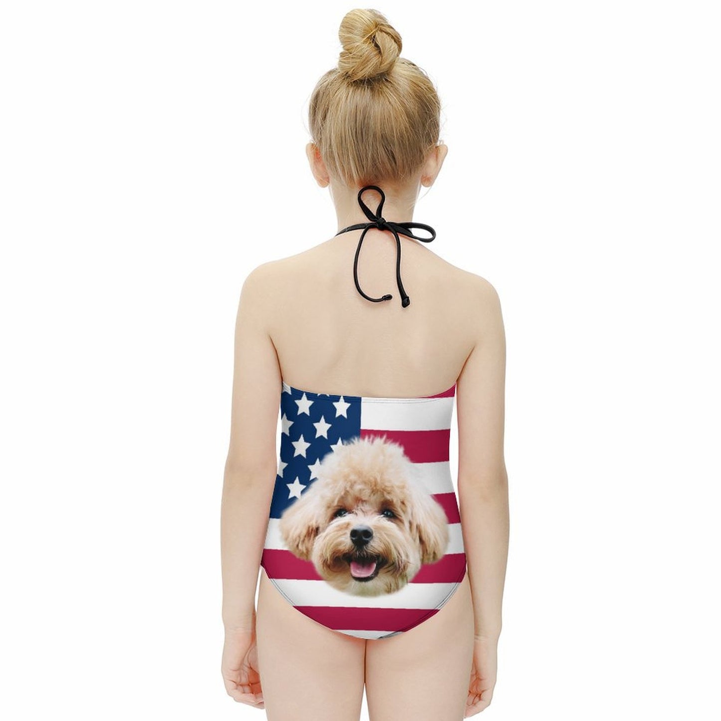Custom Pet Face Flag Childrens One-Piece Swimsuit-WEPRINTME-4