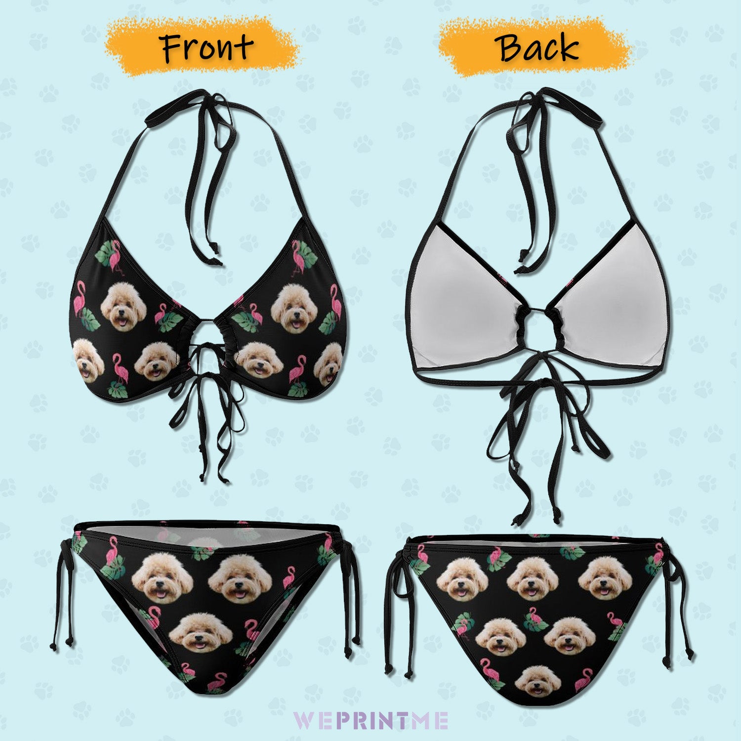 Custom Pet Face Flamingo Bikini-WEPRINTME-4