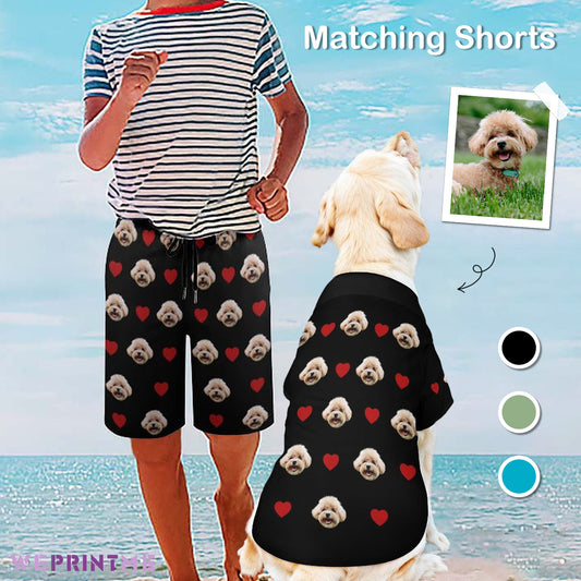 Custom Pet Face Kids Heart Shorts Matching Pet Shirts-WEPRINTME-1