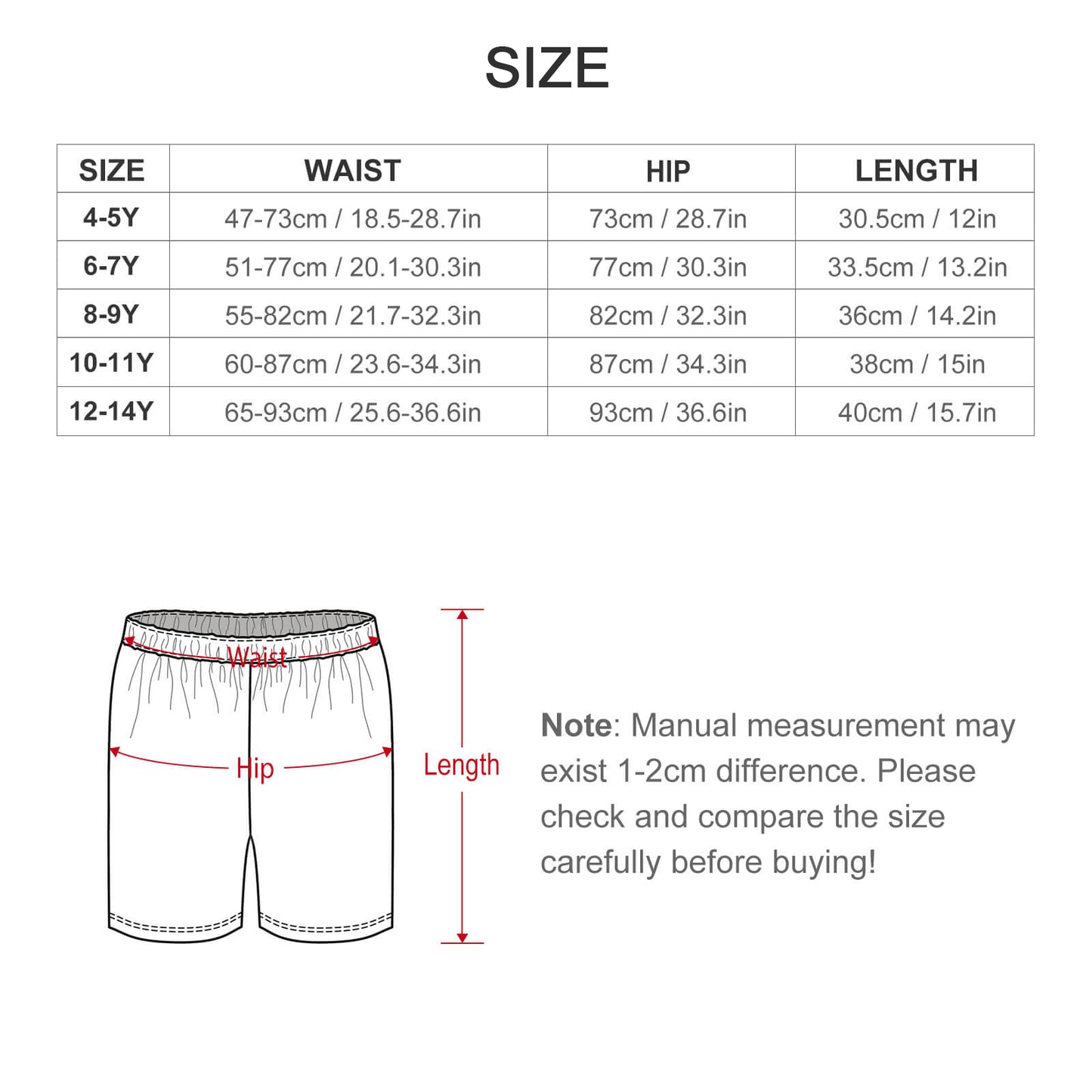 Custom Pet Face Kids Short Pajama Set-WEPRINTME-Shorts-Size Chart