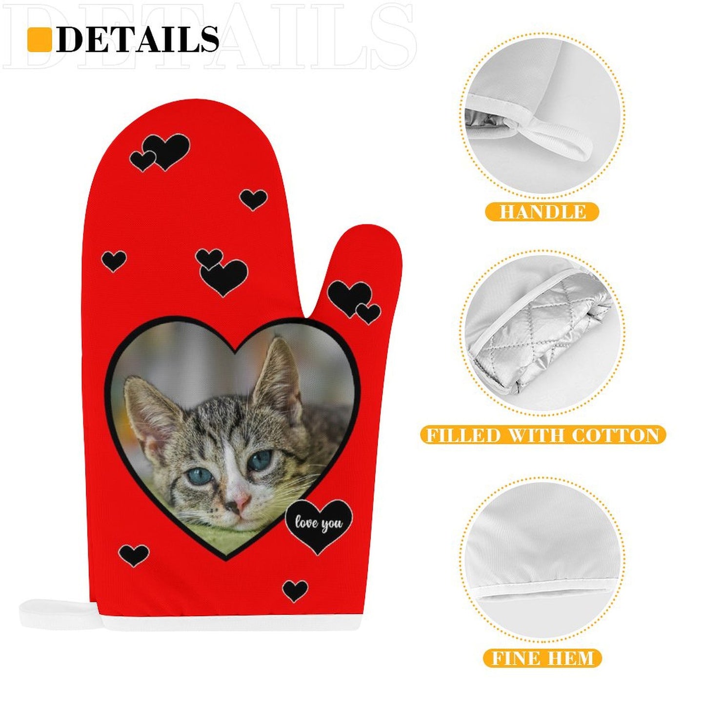 Custom Pet Face Love You Mitts and Pot Holders Sets-WEPRINTME-7