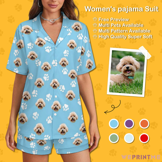 Custom Pet Paws Women's Short Pajama Set-WEPRINTME-1