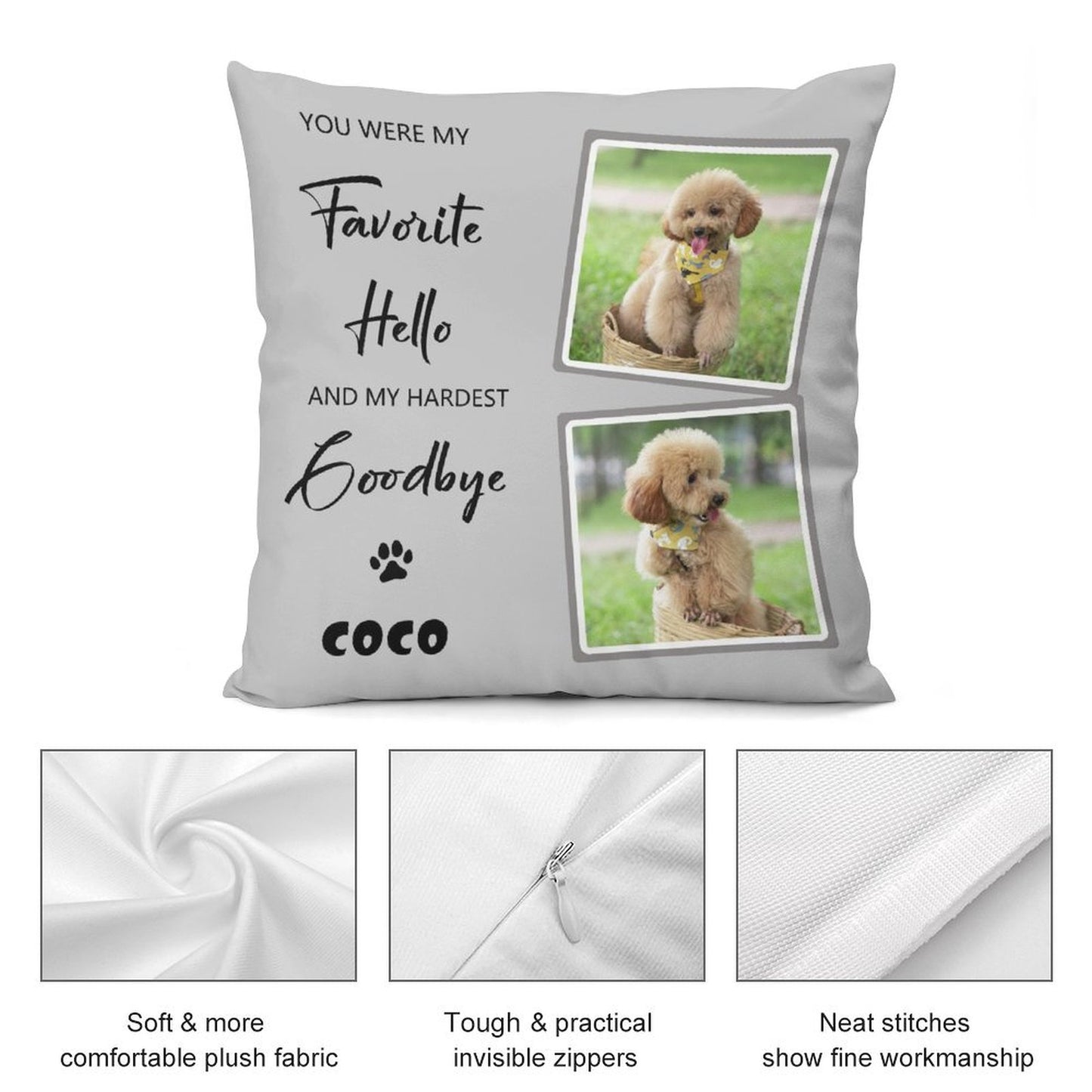 Custom Pet Photo Hardest Goodbye Pillow Case-WEPRINTME-6
