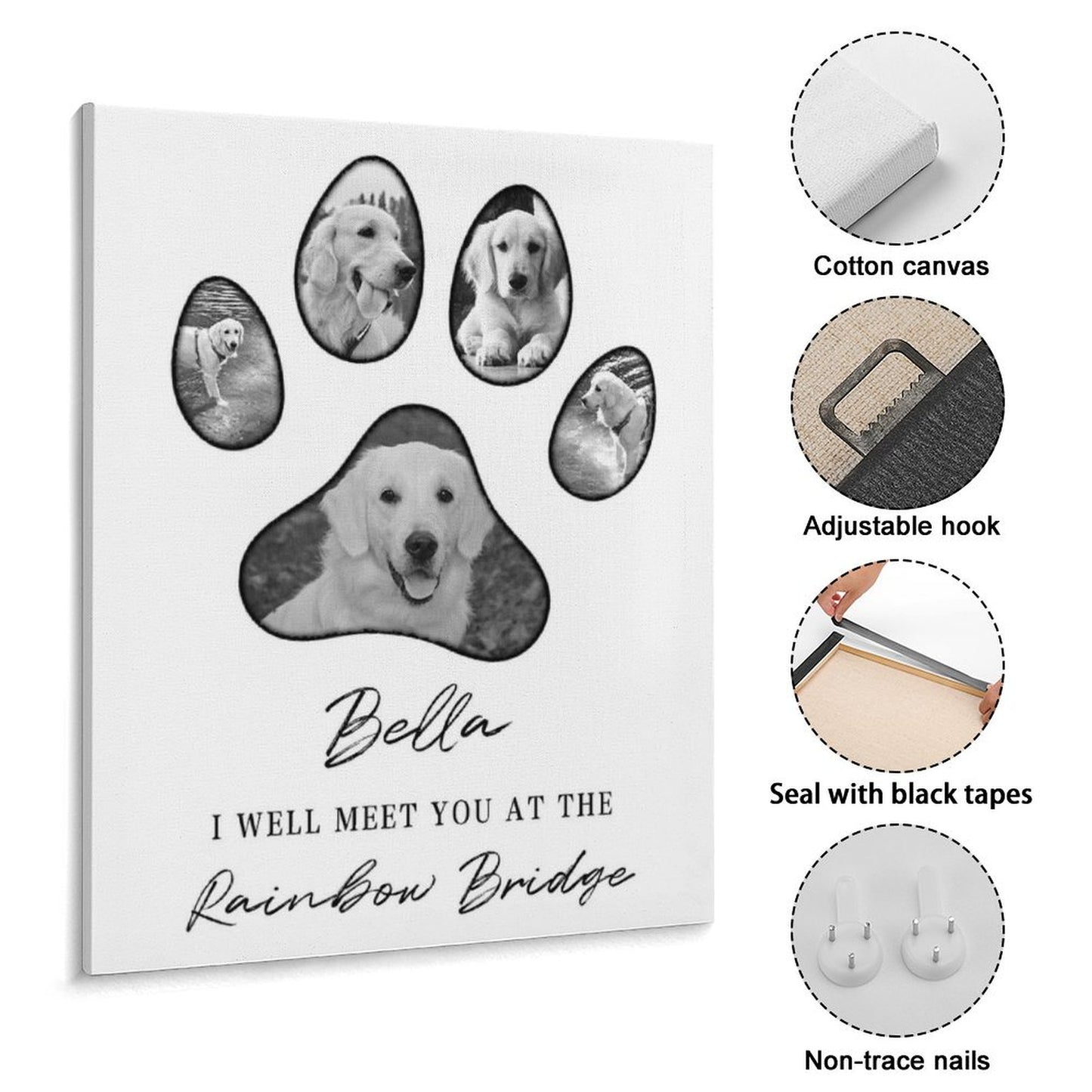 Custom Pet Photo Paws Memorial Wall Art-WEPRINTME-5