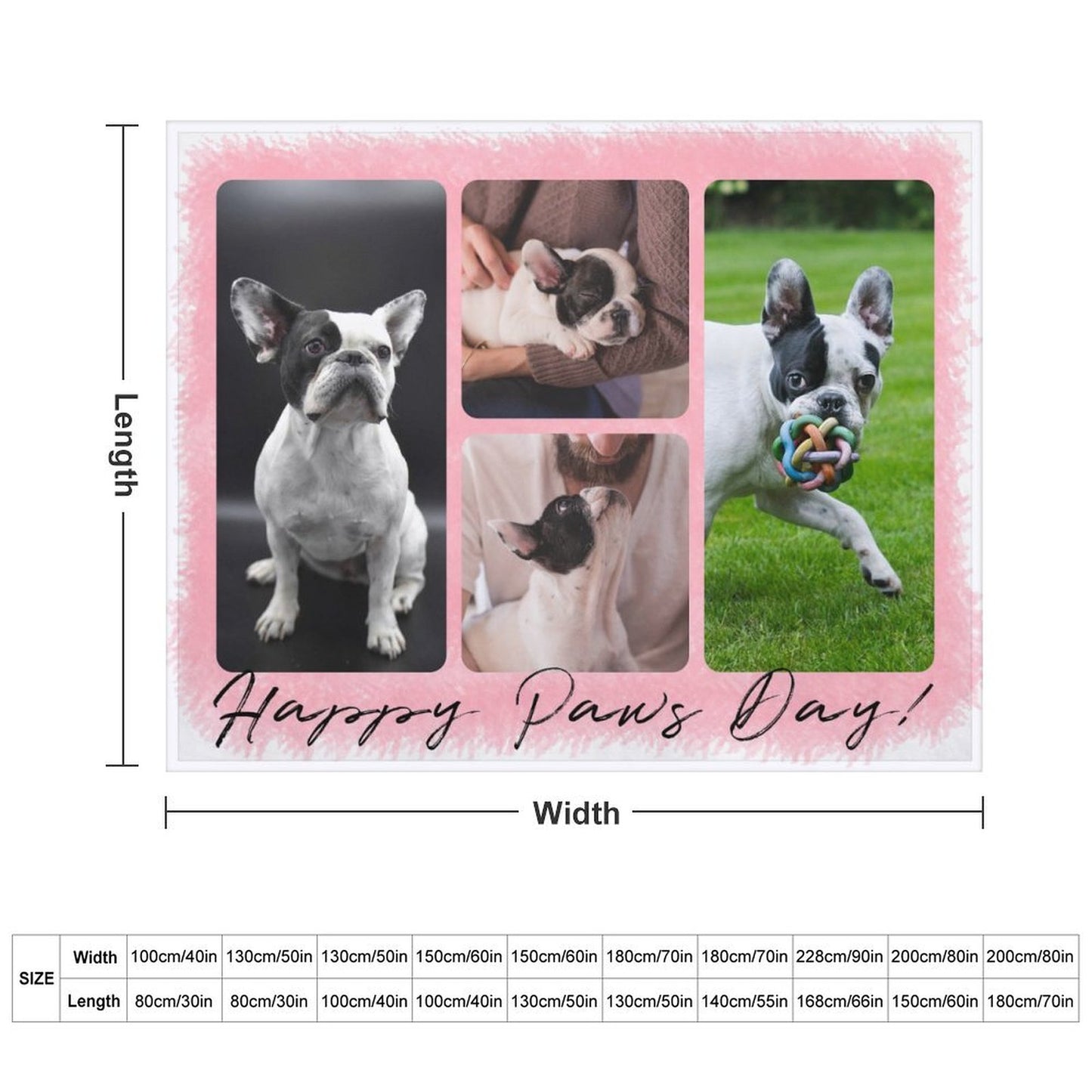 Custom Pet Photos Happy Paws Day Fleece Blanket-WEPRINTME-6