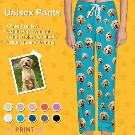 Upload Pet Photo to Create a Personalized Pet Pajama Pants, Multi Pets and Colors