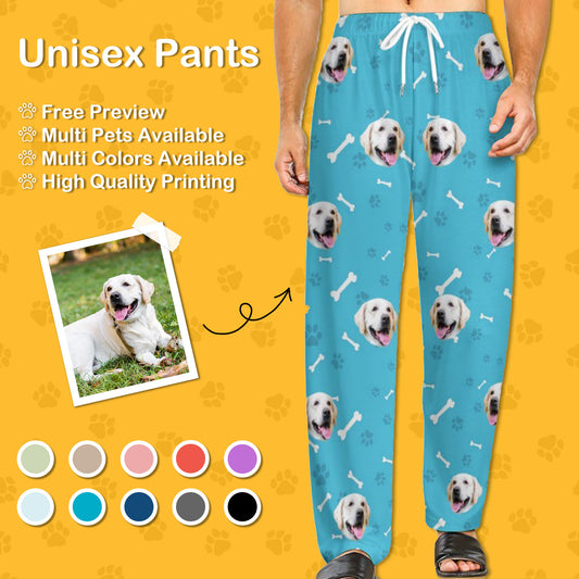 Upload Photo to Create Personalized Dog Pajama Pants Cats or Dogs Face on Pants