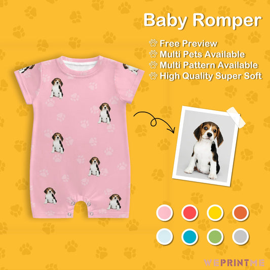WEPRINTMEBaby SuitCustom Pet Face Pets and Paws Baby Romper