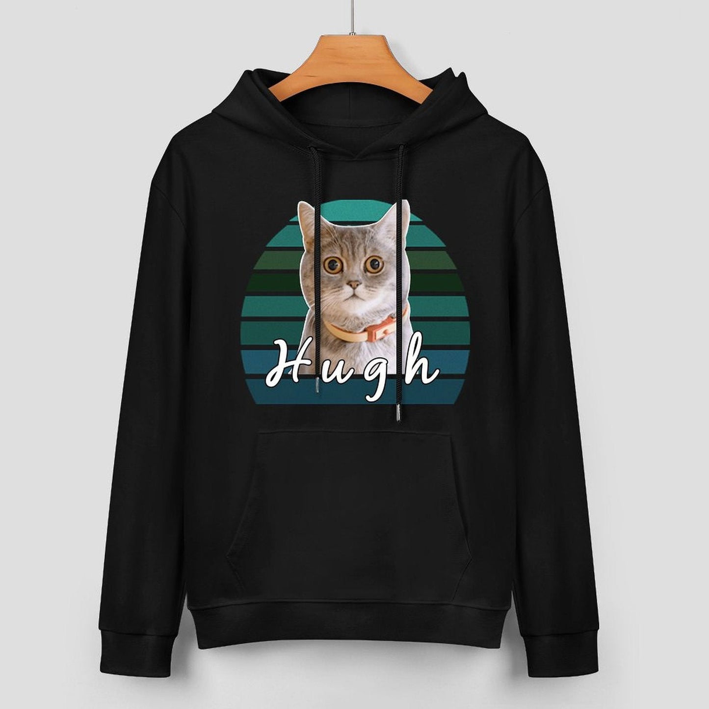 WEPRINTMEHoodieCustom Pet Face and Name Blue Gradient Unisex Cotton Hoodie