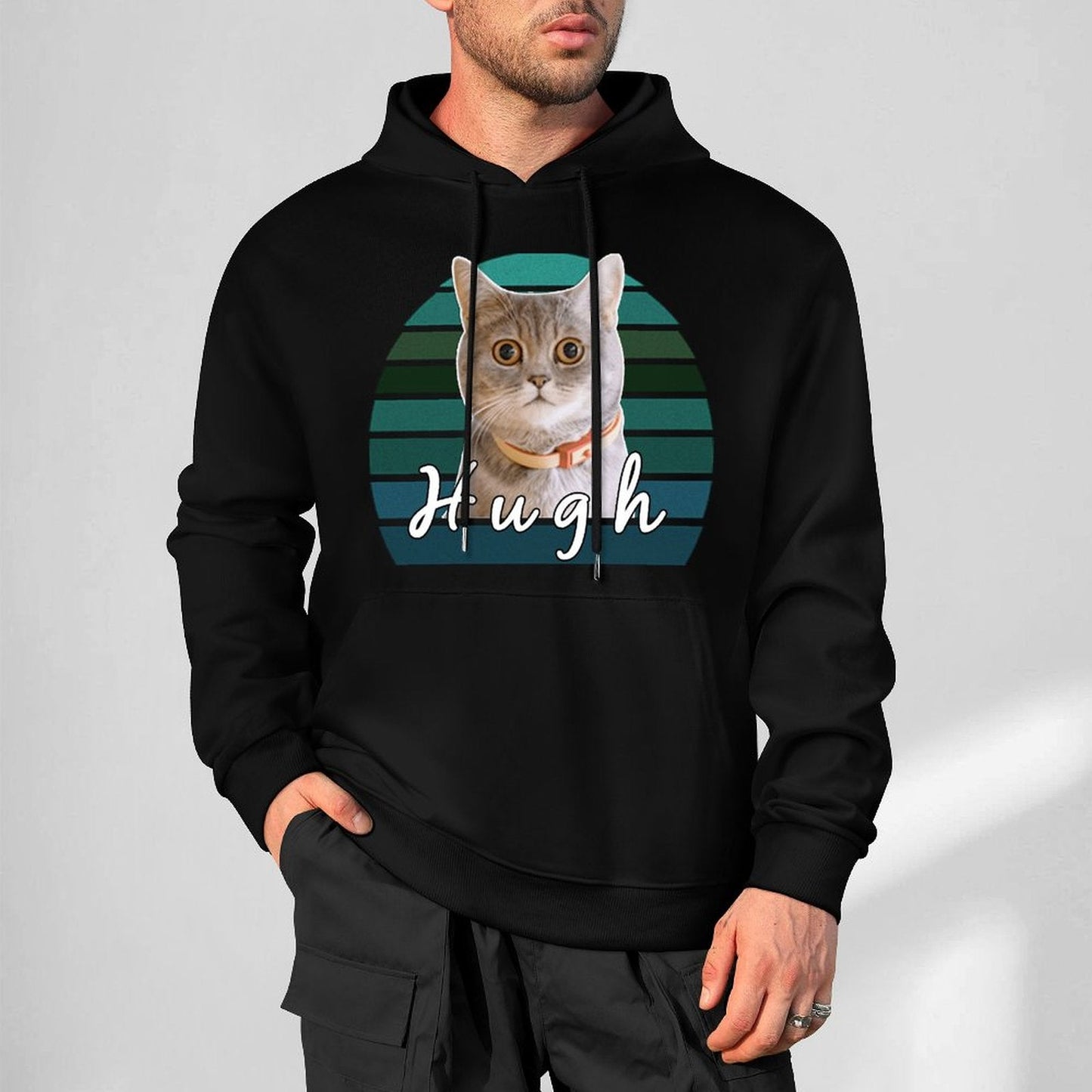 WEPRINTMEHoodieCustom Pet Face and Name Blue Gradient Unisex Cotton Hoodie