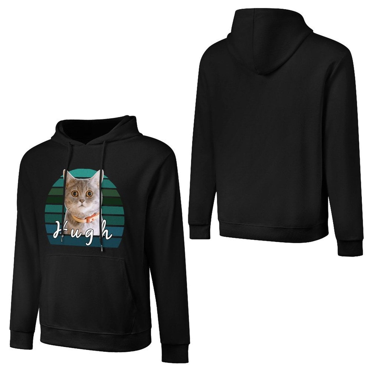 WEPRINTMEHoodieCustom Pet Face and Name Blue Gradient Unisex Cotton Hoodie