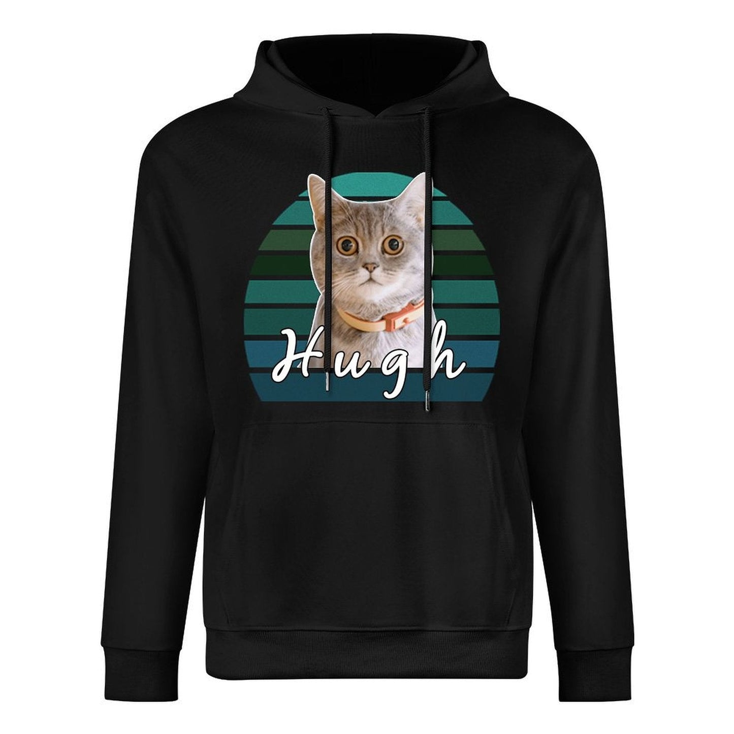 WEPRINTMEHoodieCustom Pet Face and Name Blue Gradient Unisex Cotton Hoodie