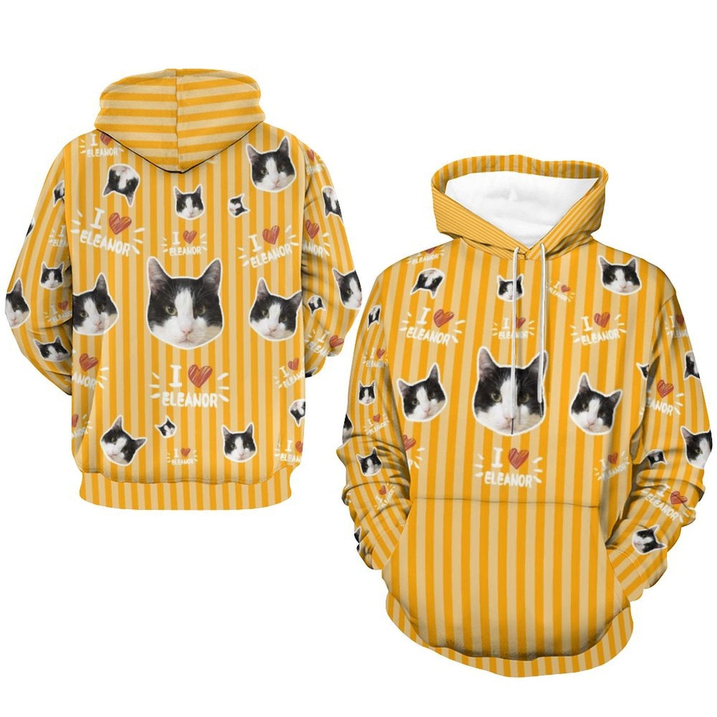 WEPRINTMEHoodieCustom Pet Face and Name Stripe Men's Hoodie