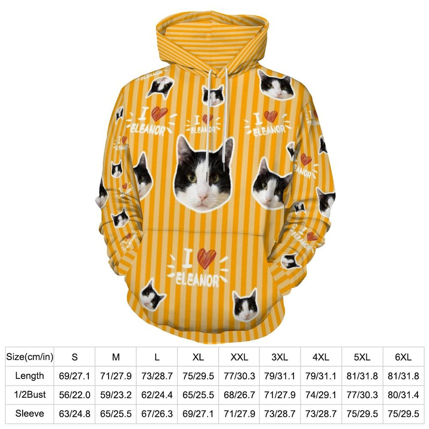 WEPRINTMEHoodieCustom Pet Face and Name Stripe Unisex Hoodie