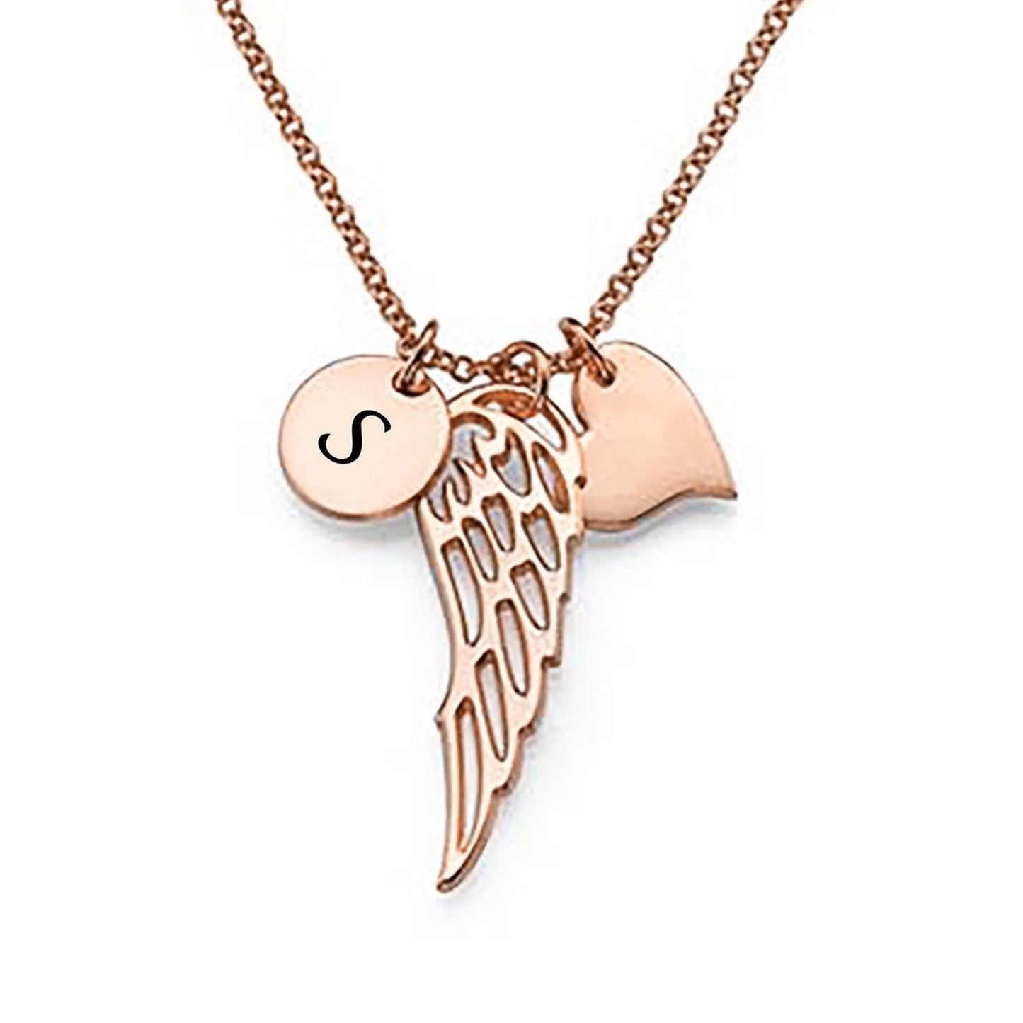 WEPRINTMENecklaceCustom Initials Angel Wings Necklace