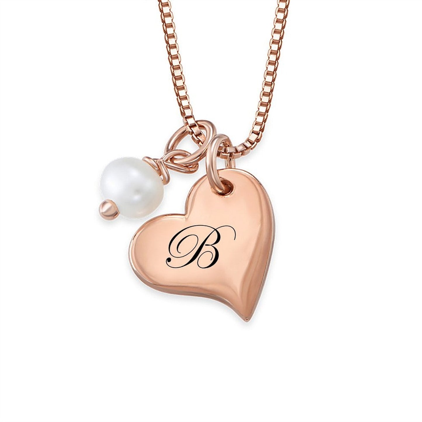 WEPRINTMENecklaceCustom Letter Pearl Heart Necklace