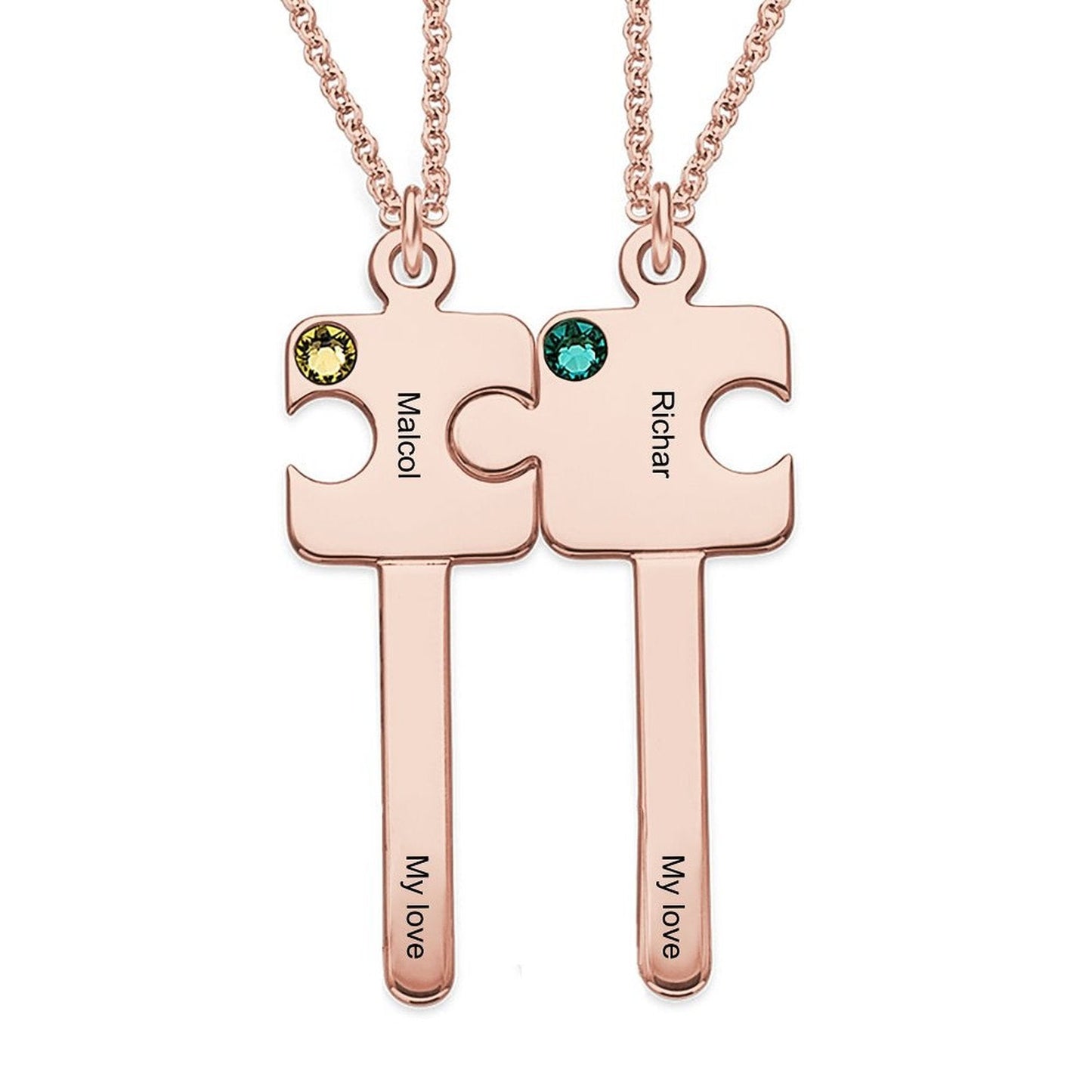 WEPRINTMENecklaceCustom Text Puzzle Couple Key Necklace