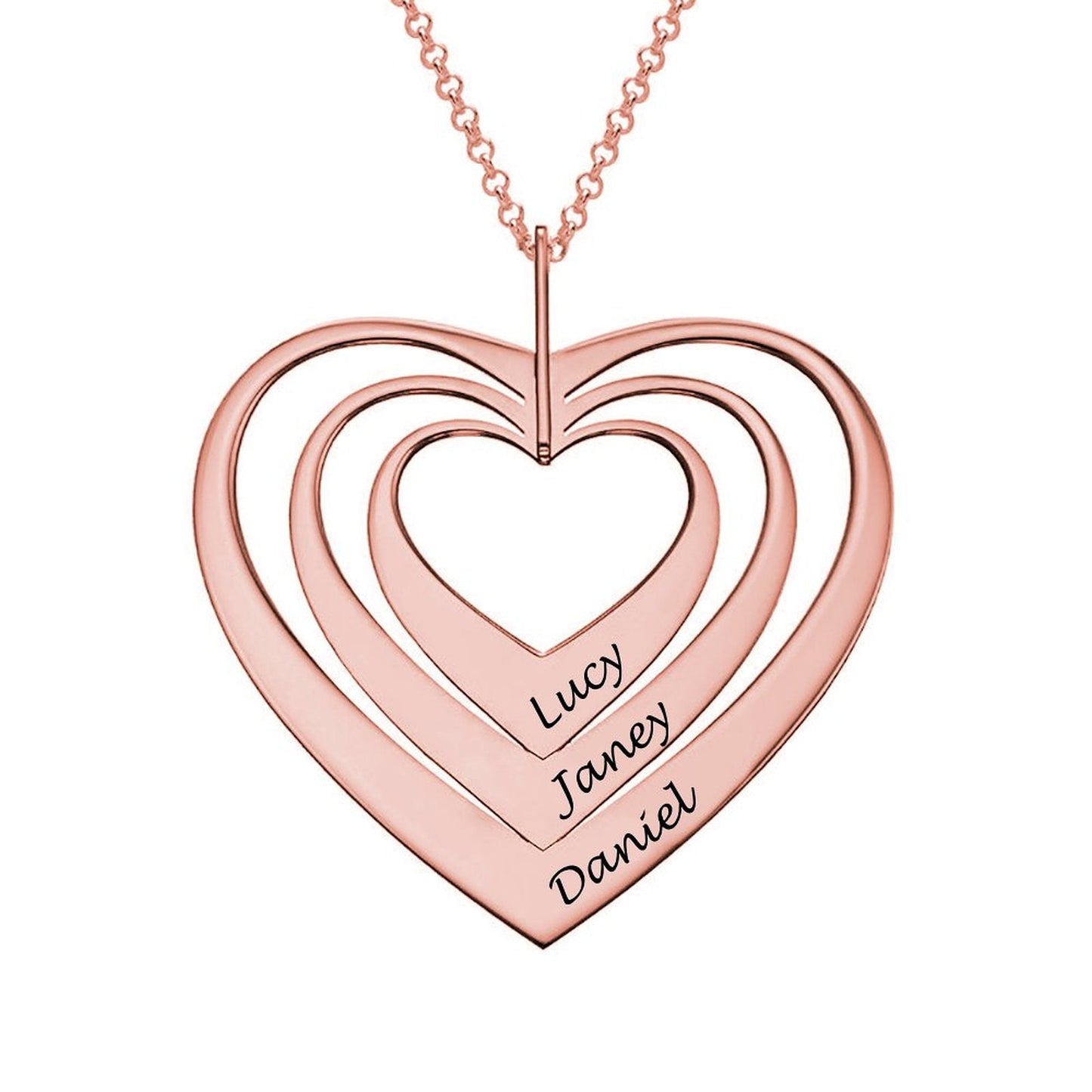 WEPRINTMENecklaceCustom Text Three Heart Necklace