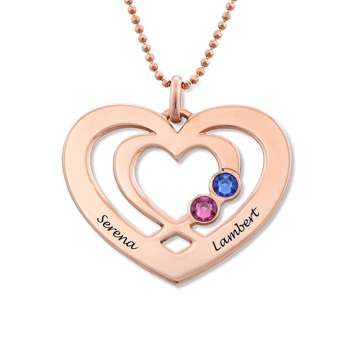 WEPRINTMENecklaceCustom Two Names Diamond Heart Necklace