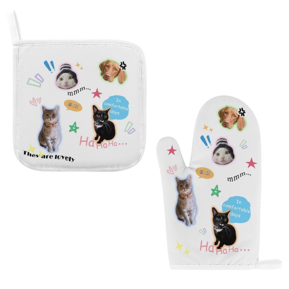 WEPRINTMEOven Mitts SetCustom Pet Face Lovely Oven Mitts and Pot Holders Sets