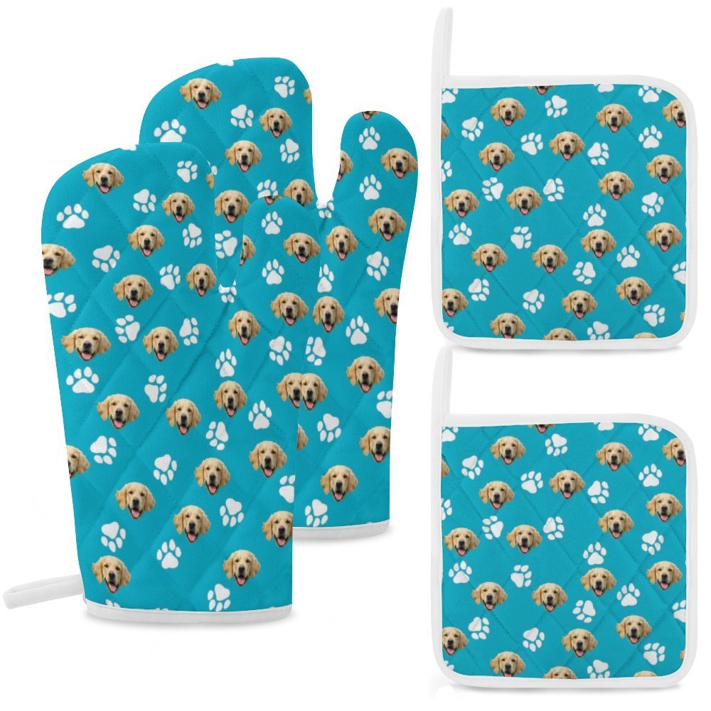 WEPRINTMEOven Mitts SetCustom Pet Face Oven Mitts and Pot Holders Sets