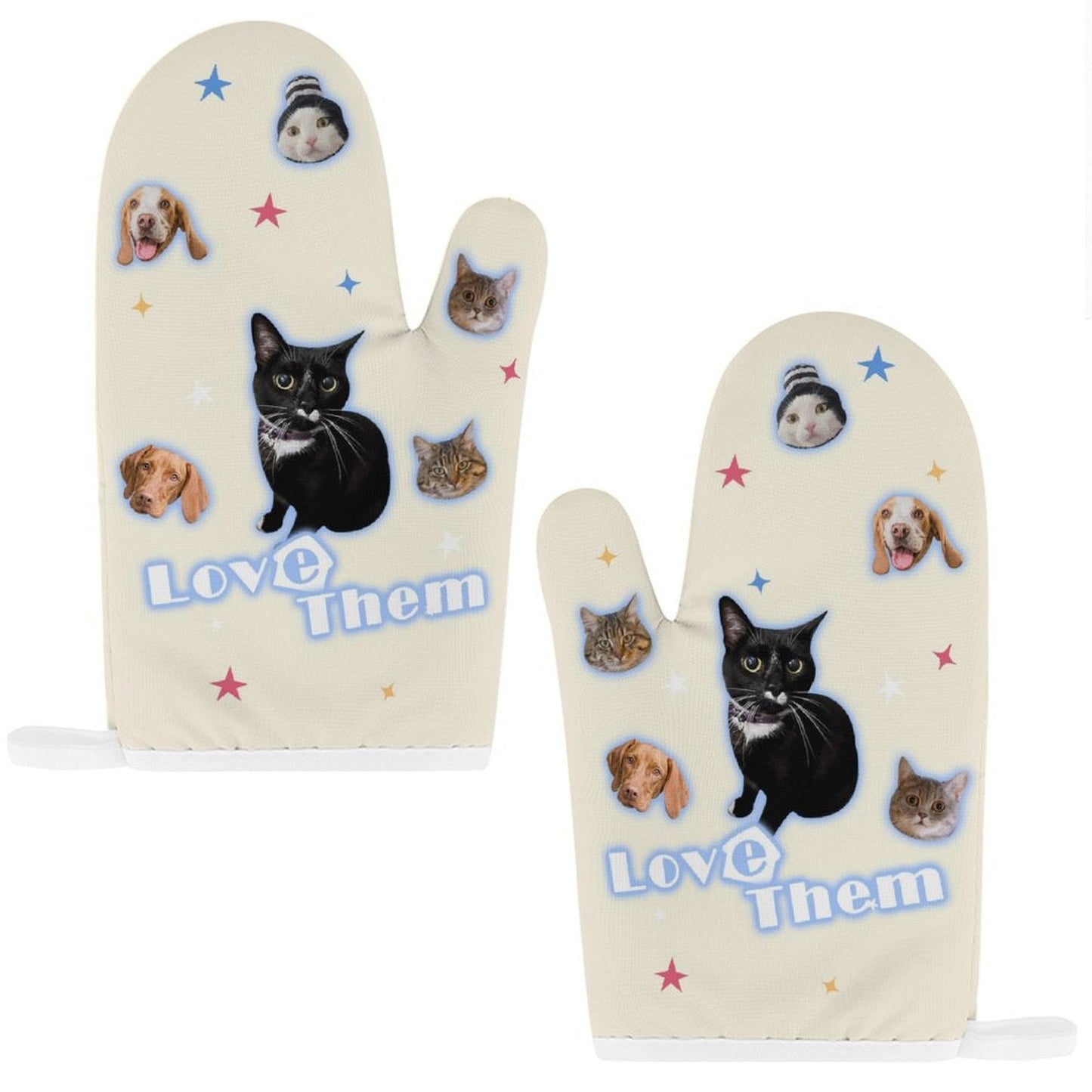 WEPRINTMEOven Mitts SetCustom Pet Face Star Oven Mitts and Pot Holders Sets