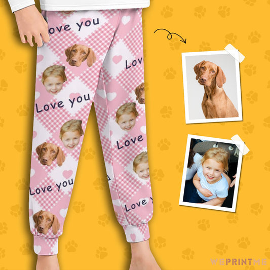 WEPRINTMEPajama PantsCustom Pet Kids Pants Love You Face Pajama Pants
