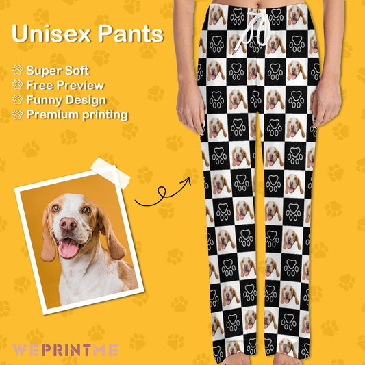 WEPRINTMEPajama PantsPersonalized Pet Pants Black and White Pet Unisex Pajama Pants