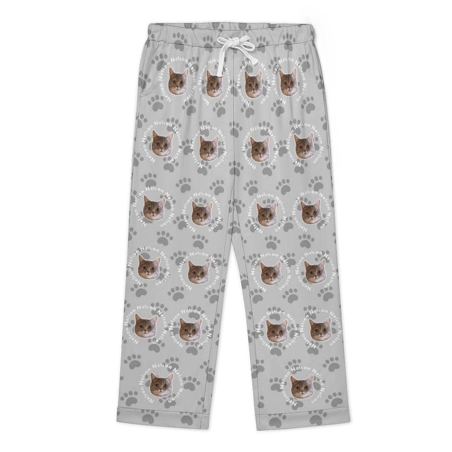 WEPRINTMEPajamasCustom Pet Face and Circle Name Men's Cotton Long Pajama Set