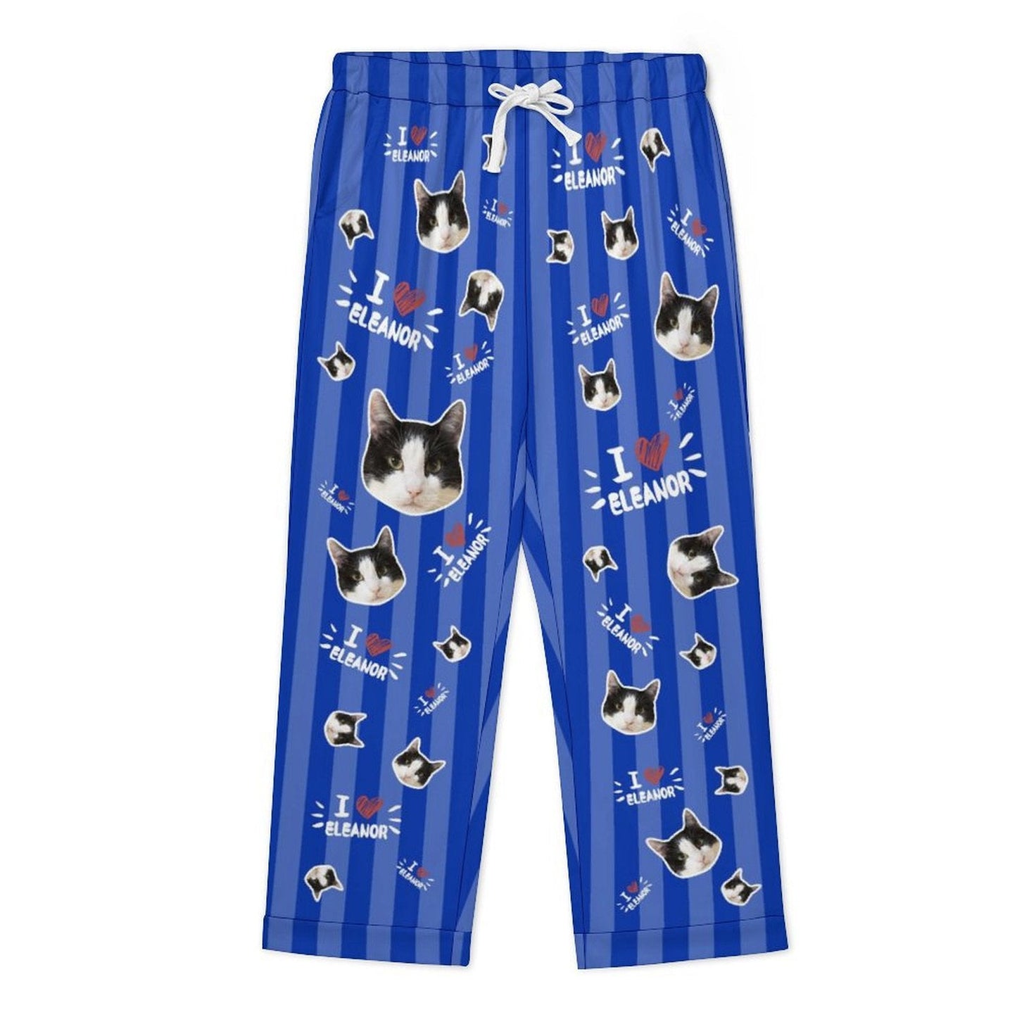 WEPRINTMEPajamasCustom Pet Face and Name Stripe Men's Cotton Long Pajama Set