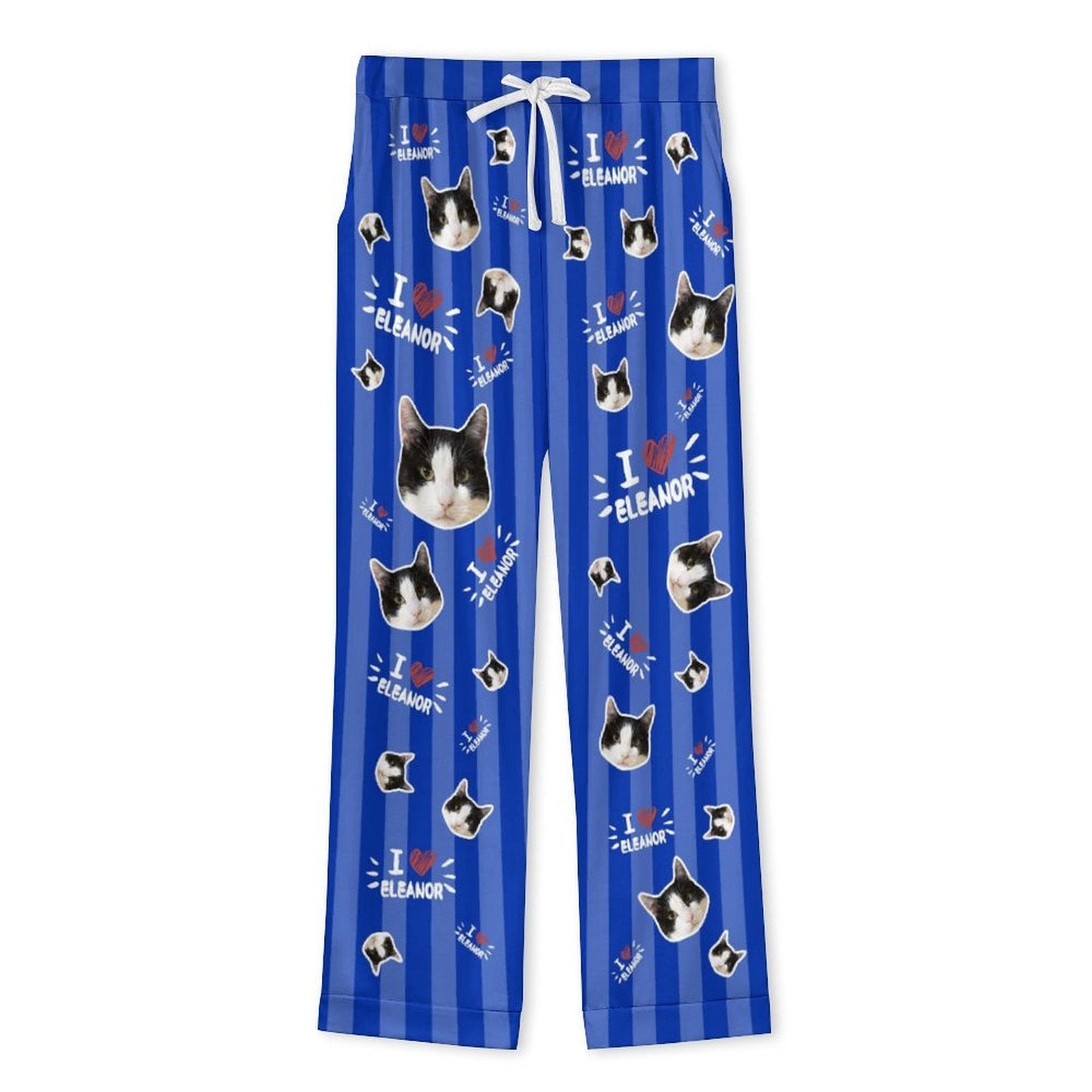 WEPRINTMEPajamasCustom Pet Face and Name Stripe Men's Cotton Long Pajama Set