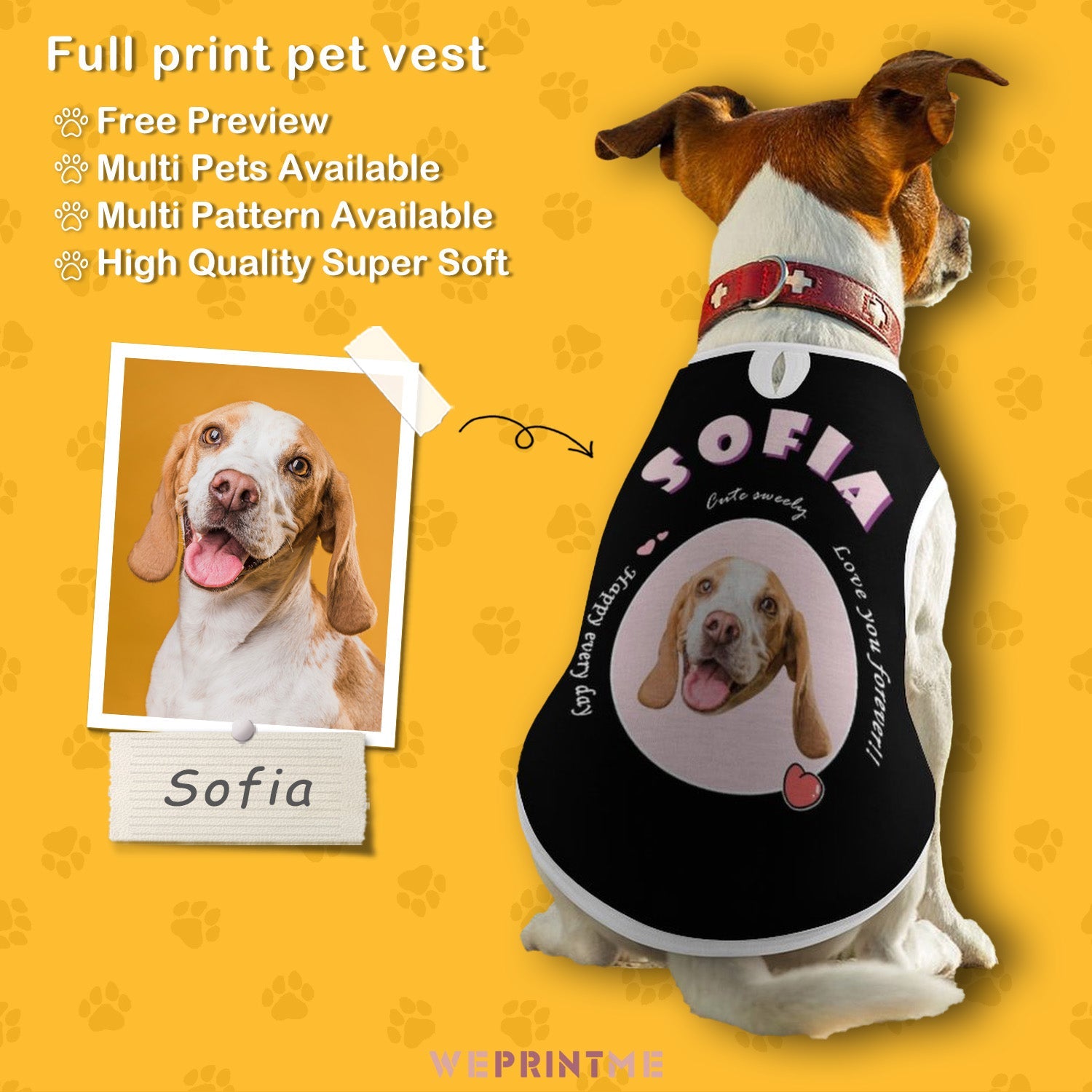 Custom Pet Dog Vest Love You Personalized Dog Clothing