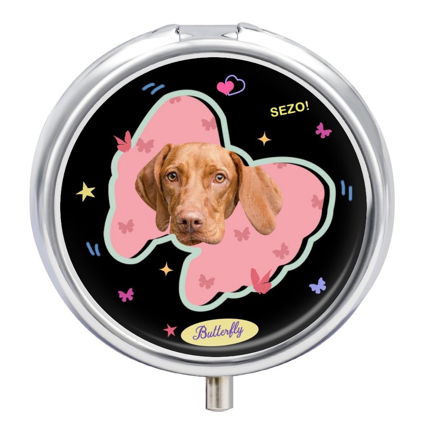 WEPRINTMEPill BoxCustom Pet Face Butterfly Round Pill Box