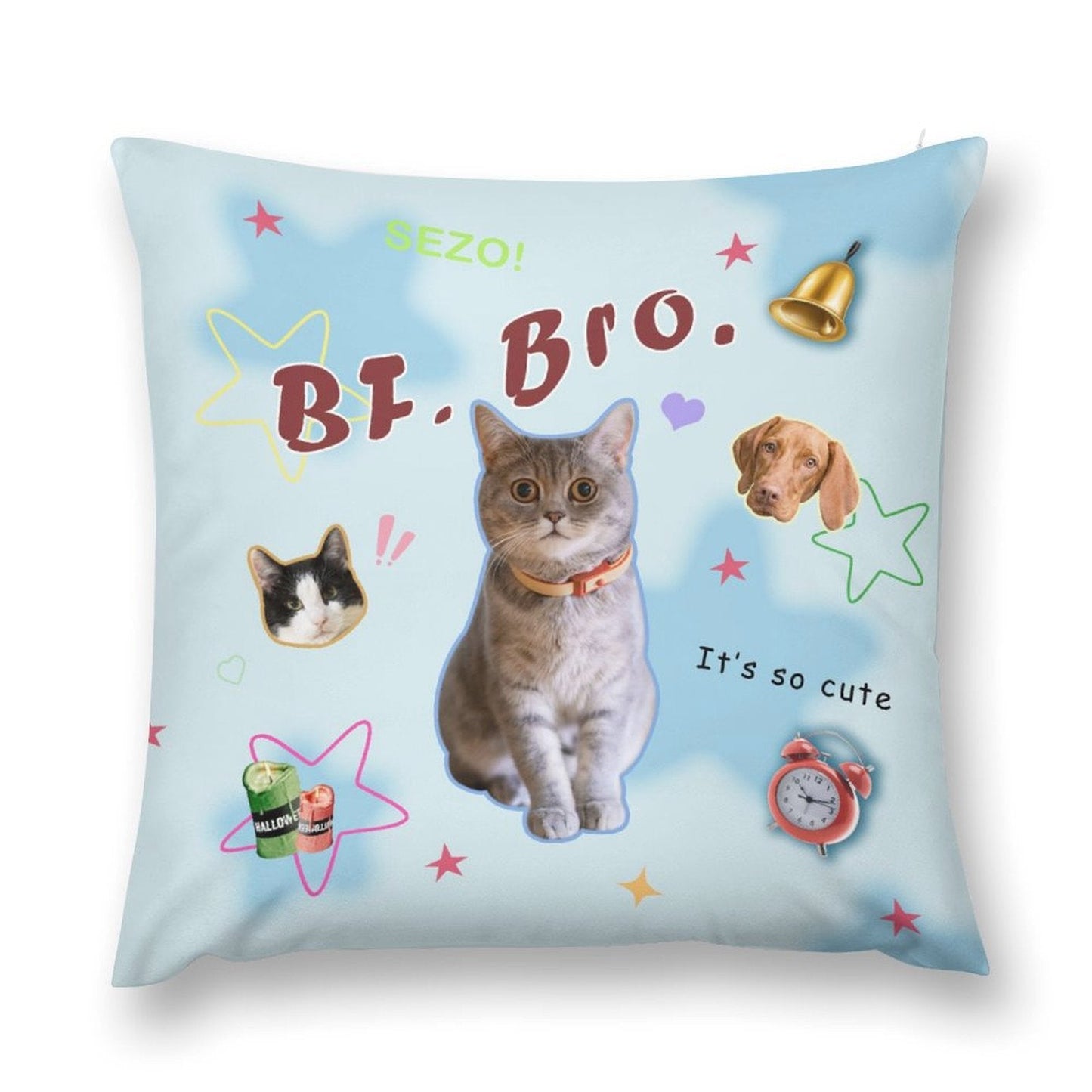 WEPRINTMEPillowCustom Pet Face Blue Star Pillow Case
