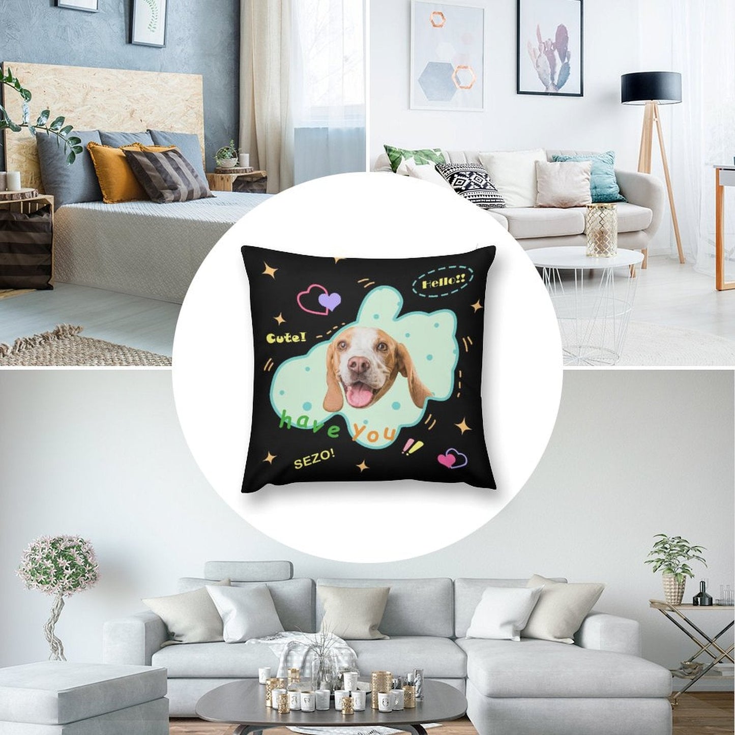 WEPRINTMEPillowCustom Pet Face Hello Pillow Case